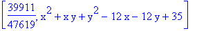 [39911/47619, x^2+x*y+y^2-12*x-12*y+35]